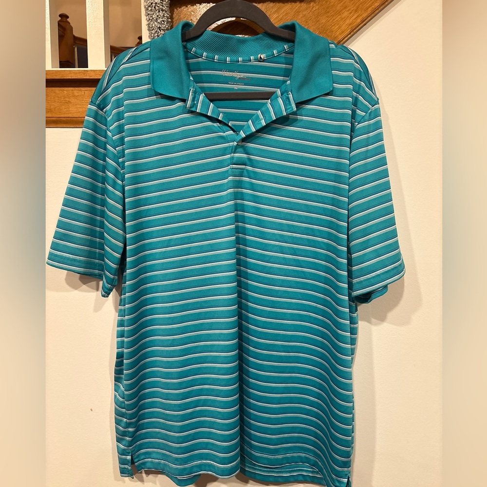 Walter Hagen Teal Striped Essentials Men’s Polo - Size XL
